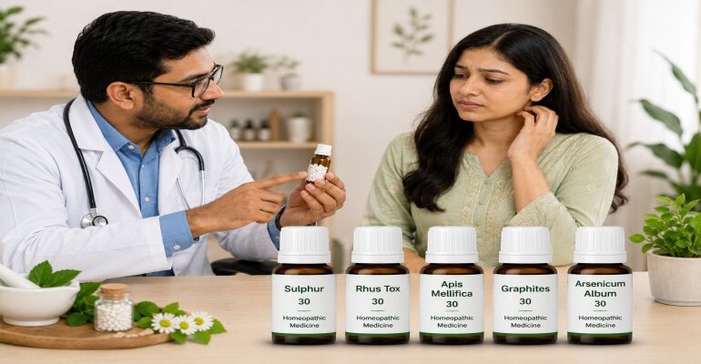 which homeopathy medicine for skin allergy and itching is most effective
