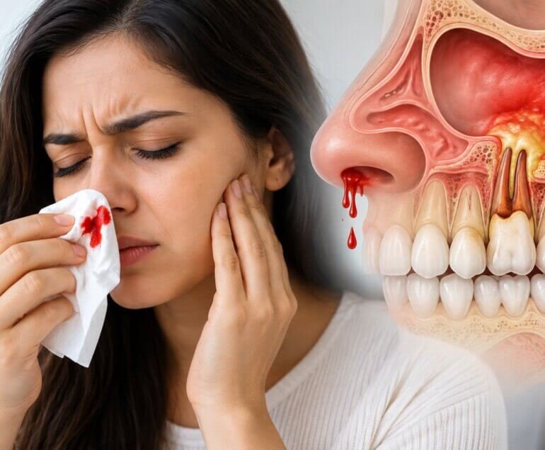 Can a tooth infection cause nosebleed