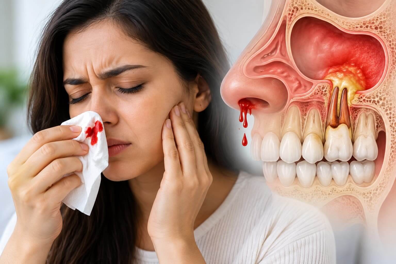 Can a tooth infection cause nosebleed